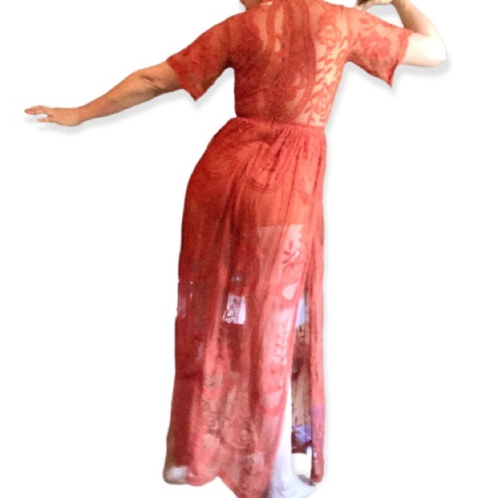 Lace Romper Honey Punch Maxi - Picture 7 of 8